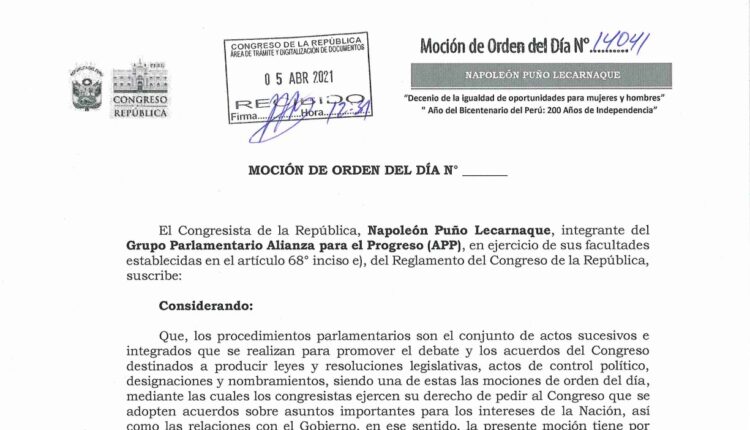 Perú: Moción para que el Congreso de la República se pronuncie sobre la contaminación del Río Binacional -Tumbes