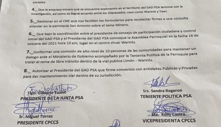 Declaran persona no grata a Tarquino Cajamarca en la parroquia San Antonio de Morona Santiago
