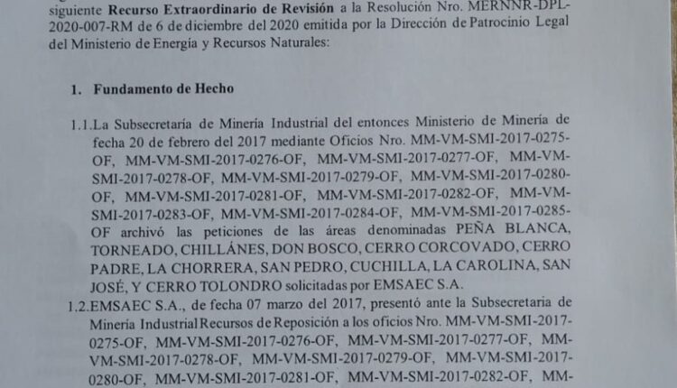 Moceros frena a Codelco al interponer recurso de extraordinario