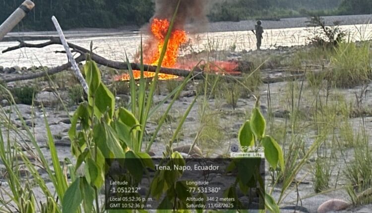 Ejército desarticula campamentos de minería ilegal en Ahuano, Tena