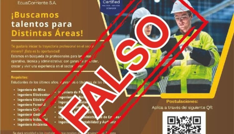 Ecuacorriente S.A. Alerta Sobre Falsas Ofertas Laborales