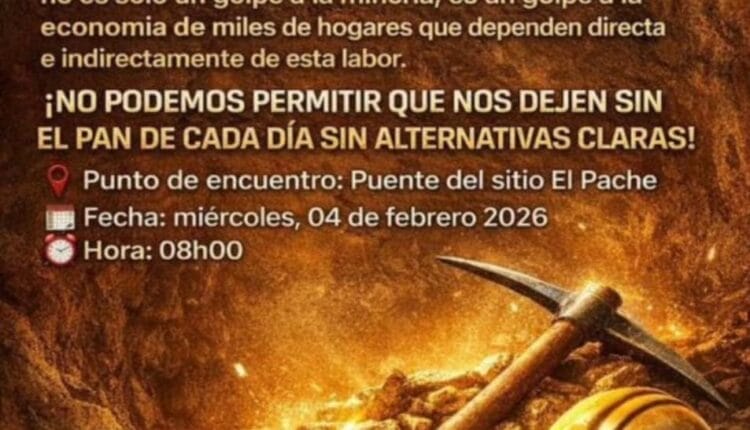 Trabajadores mineros convocan a movilización en El Oro por suspensión de actividades